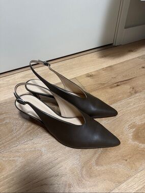 Anthropologie khaki Pointed Slingback Heels